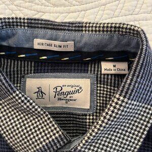 ORIGINAL PENGUIN SZ MEDIUM SLIM FIT COTTON FLANNEL LS SHIRT